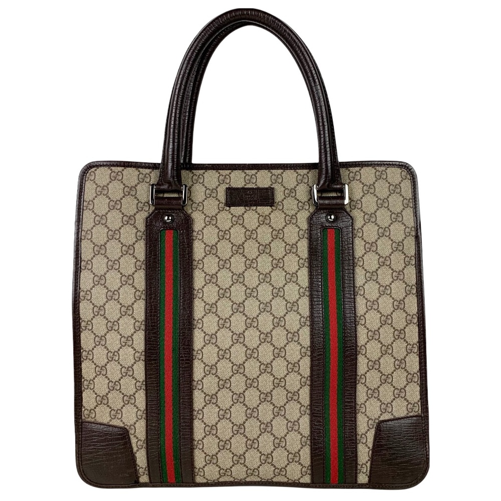 GUCCI Monogram Striped Vertical Tote Bag